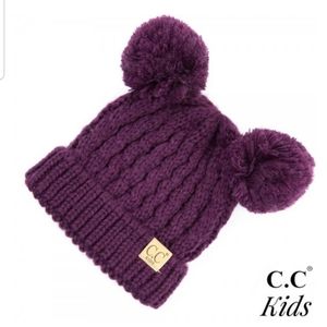 C.C.Beanie Double Pompom Beanie  Dark Purple